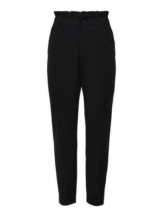 Damen Hoch tailliert Stoff Hose Schwarz