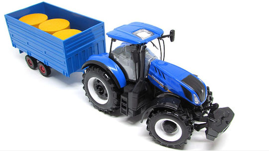Bburago New Holland T7HD С Балиращ Ремарке Трактор Мащаб 1:32 Селскостопански За 3+ Години