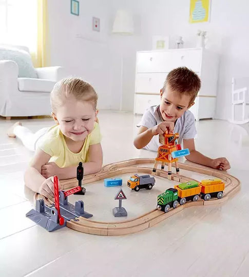 Hape Crossing & Crane Set Πίστα για 3+ Ετών