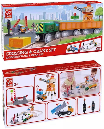 Hape Crossing & Crane Set Πίστα για 3+ Ετών