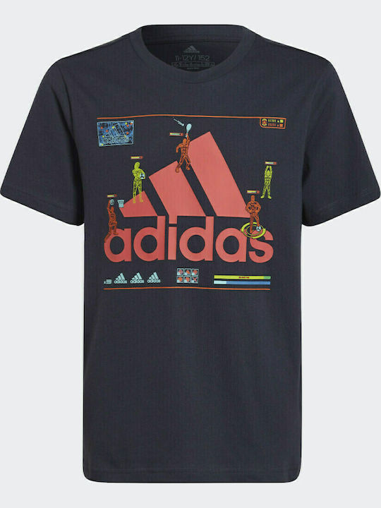 Kinder-T-Shirt Marineblau Gaming Graphic