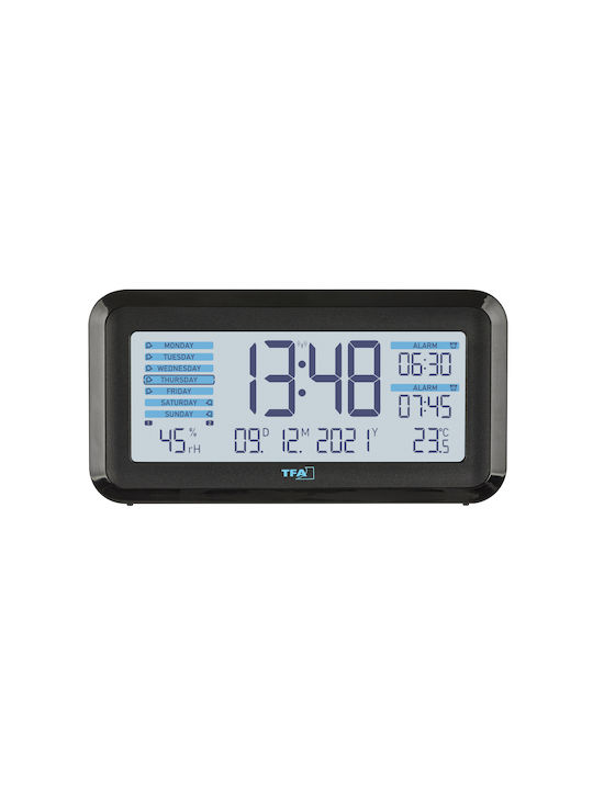 TFA Tisch-Digitaluhr mit Wecker Black Mit Raumklima 60.2562.01