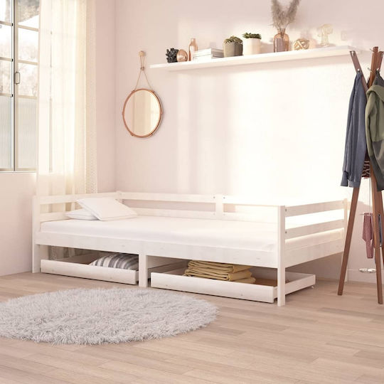 vidaXL Чекмедже за легло Дърво с Колела в Бял Цвят 88x61x9см 2бр