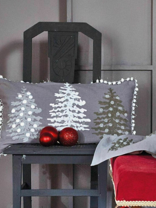 Kentia Christmas Decorative Pillow Rectangular Gray 35x60cm