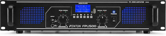 Fenton FPL1500 PA Power Amplifier 2 Channels 1500W/4Ω with Cooling System Equipped with USB/Bluetooth Black