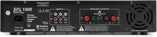 Skytec SPL-1000 PA Power Amplifier 2 Channels 500W/4Ω 350W/8Ω with Cooling System Black