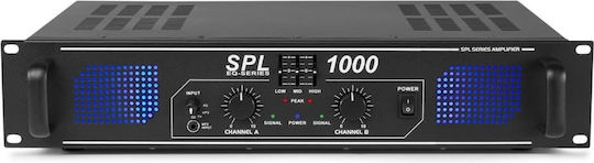 Skytec SPL-1000 PA Power Amplifier 2 Channels 500W/4Ω 350W/8Ω with Cooling System Black