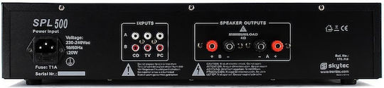Skytec SPL-500 PA Power Amplifier 2 Channels 250W/4Ω 200W/8Ω with Cooling System Black