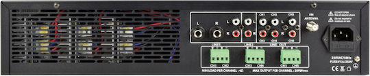Adastra A8 Leistungsverstärker Kommerzieller Verstärker 8 Kanäle 200W/4Ω 100W/8Ω und USB/FM/Bluetooth-Anschlüssen in Schwarz Farbe
