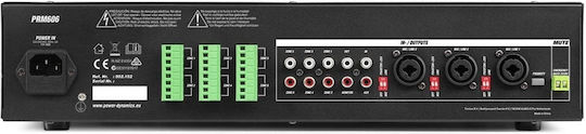Power Dynamics PRM606 Matrix Интегриран Търговски усилвател с 6 зони 60W/100V и USB/Bluetooth връзки в Черен цвят