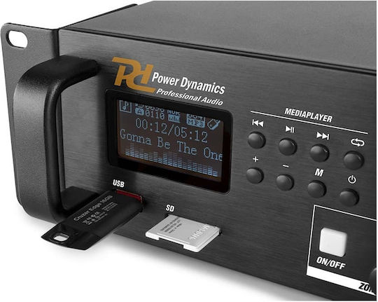 Power Dynamics PDV120MP3 Προενισχυτής Εγκαταστάσεων 5 Καναλιών 120W/8Ω με 4 Ζώνες 120W/100V με Σύστημα Ψύξης και Συνδέσεις USB/FM/Bluetooth
