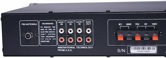 Ihos IPA-120 Integrated Commercial Amplifier 120W/100V Equipped with USB/FM/Bluetooth Black