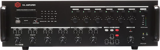 Show PS-4806 Ολοκληρωμένος Ενισχυτής Εγκαταστάσεων με 6 Ζώνες 80W/100V και Συνδέσεις USB/FM