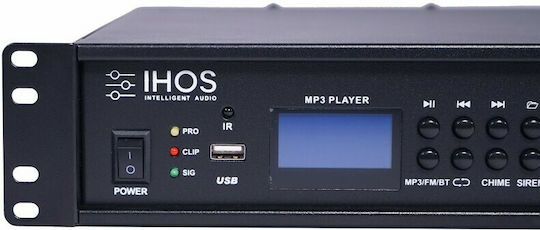 Ihos IPA-240 Integrated Commercial Amplifier 240W/100V Equipped with USB/FM/Bluetooth Black