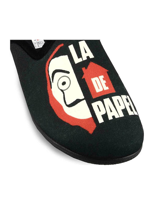 Casa De Papel Winterliche Herrenhausschuhe Schwarz