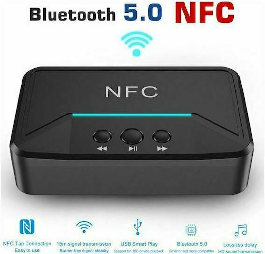 Andowl NFC v5.0 v5 Bluetooth 5.0 Receiver με θύρες εξόδου USB / 3.5mm Jack / RCA και NFC