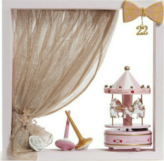 Parisis Weihnachtliche Holz Figur Unterschrift Rosa 35x35x7cm mit Karussell