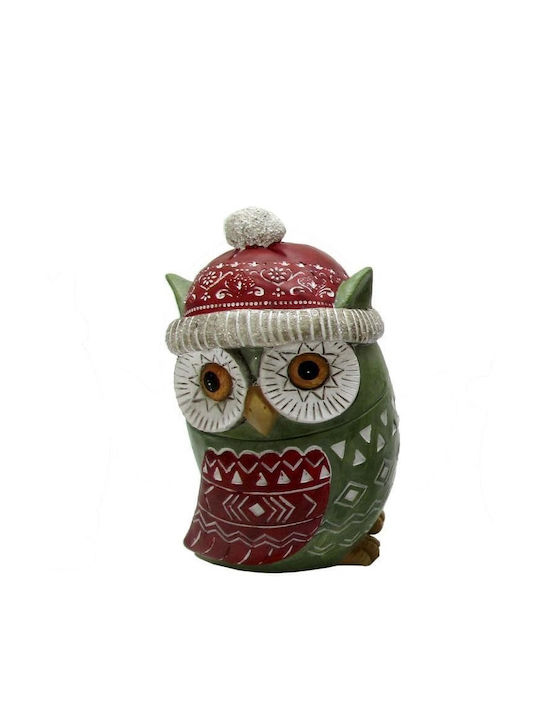 Inart Christmas Plastic Figure Owl Green Height 18cm 3pcs