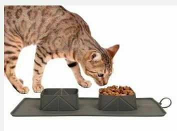 Food and Water Bowl for Dog and Cat Silicone 2 x 600ml 23.5x5x38.5cm