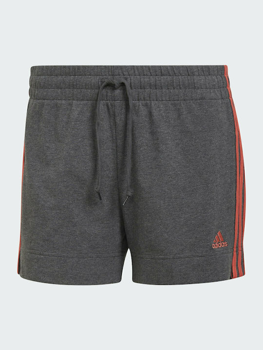 Essentials Slim 3-Stripes Women's Sporty Shorts Dark Grey Heather