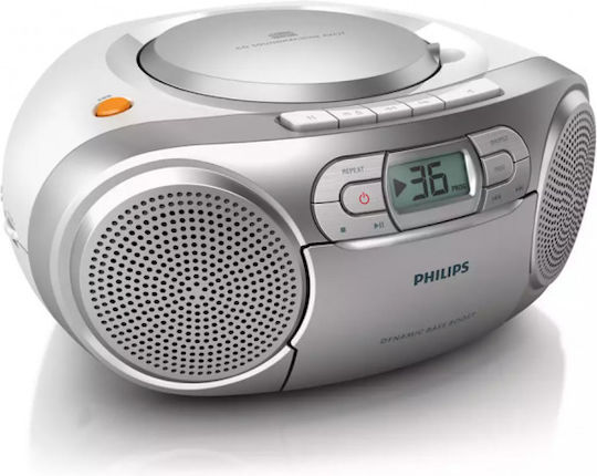 Philips AZ127 Tragbares Radio-CD-Spieler mit Kassettenspieler und Radio Silber