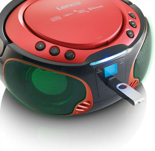 Lenco SCD-550 Portable Sound System with Bluetooth CD MP3 USB Radio Red