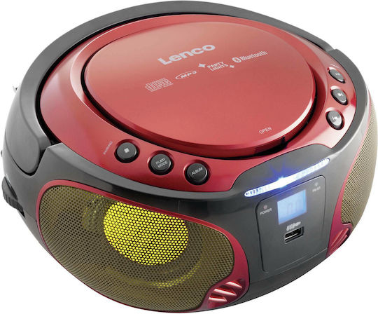 Lenco SCD-550 Portable Sound System with Bluetooth CD MP3 USB Radio Red