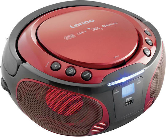 Lenco SCD-550 Portable Sound System with Bluetooth CD MP3 USB Radio Red