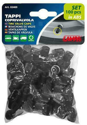 Lampa Car Tire Valve Caps Plastic Black 100pcs