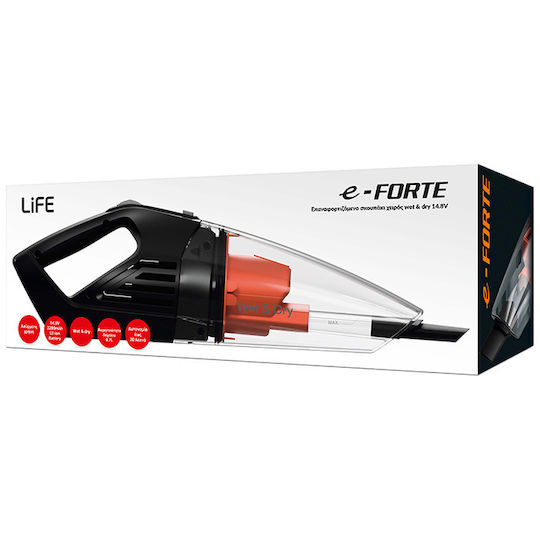 Life e-FORTE Επαναφορτιζόμενο Σκουπάκι Χειρός 14.8V Μαύρο