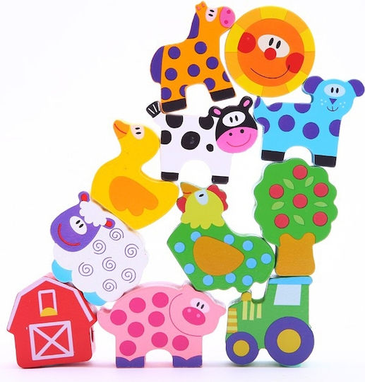 Woopie Συρόμενο Παιχνίδι Παιχνίδι με Κορδόνι Farm Animals από Ξύλο για 24+ Μηνών