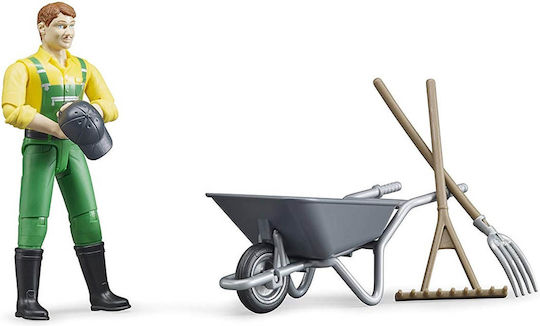Bruder Miniature Toy Farmer Figure Scaled Model Male Farmer With Tools for 5+ years Years Old