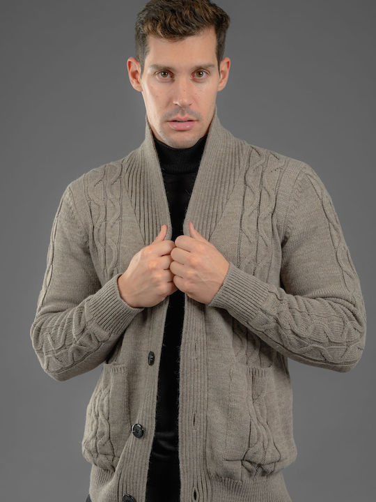 Vittorio Artist Men's Knitted Cardigan with Buttons Brown