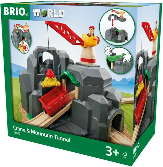 Brio Toys Crane & Mountain Tunnel Πίστα για 3+ Ετών