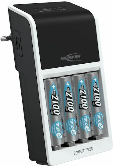 Ansmann Charger 4 Batteries Ni-MH Size AA/AAA/9V Set with 4x AA 2100mAh