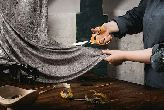 Fiskars Razoredge Softgrip Schere 21cm mit Rostfreier Stahl Klinge Orange 1Stück