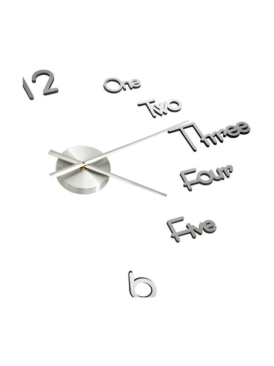 vidaXL 3D 3D Wall Clock Plastic Aσημί Ø100cm