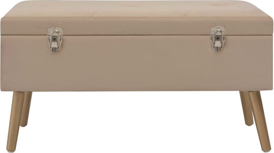 Hocker Bankhocker Mit Stauraum Gepolstert mit Samt Beige 80x34x42cm
