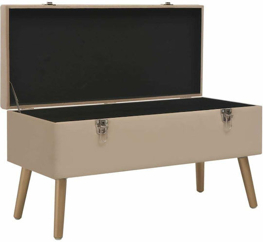 Hocker Bankhocker Mit Stauraum Gepolstert mit Samt Beige 80x34x42cm