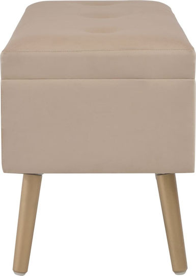 Hocker Bankhocker Mit Stauraum Gepolstert mit Samt Beige 80x34x42cm