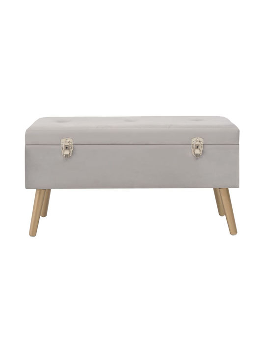 Stool Bench Stool With Storage Space Upholstered with Velvet Grey 80x34x42cm