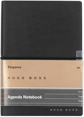 Hugo Boss Elegance Storyline Caiet A6 Cu dungi cu Elastic Negru