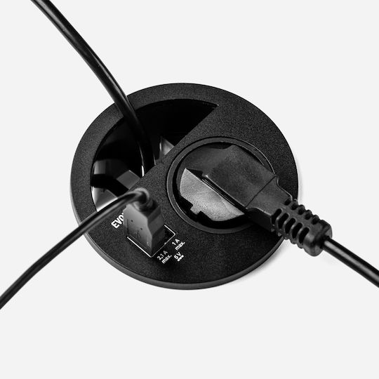 Emuca Circle 80 Μονή Χωνευτή Πρίζα Ρεύματος με 2 Θύρες USB Μαύρη