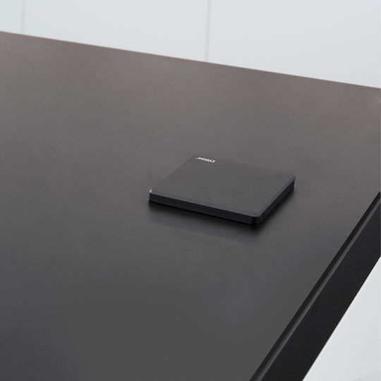 Emuca Square 80 Μονή Χωνευτή Πρίζα Ρεύματος με 1 Θύρα USB με Καπάκι Μαύρη