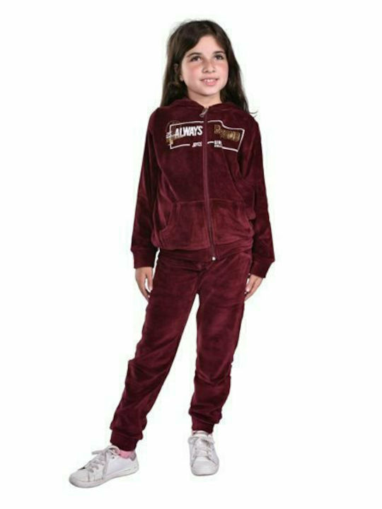 Joyce Copilăresc Set de pantaloni de trening Burgundy 2buc