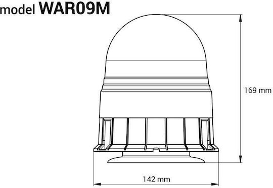 AMiO Φάρος Αυτοκινήτου LED 12 / 24V Αδιάβροχος 10cm με Πορτοκαλί Φωτισμό