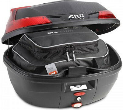 Givi Blade Monolock Motorcycle Top Case με Κόκκινα Αντανακλαστικά 37lt Black GIVB37BAG02