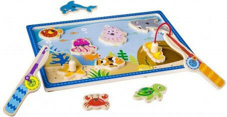 Tooky Toys Fishing Toy Fishing Game made of Wood for 18++ Months