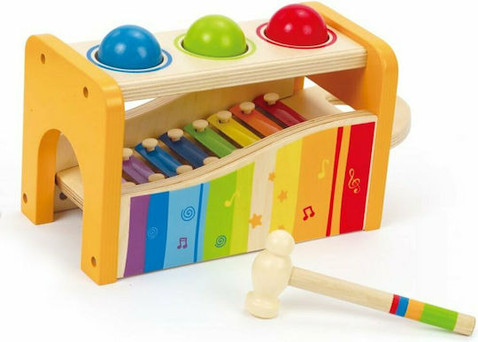 Hape Hammer Toy Interactive Bench with Xylophone, Hammer & Balls made of Wood for 12++ Months (Various Designs/Assortments of Designs) 1pc