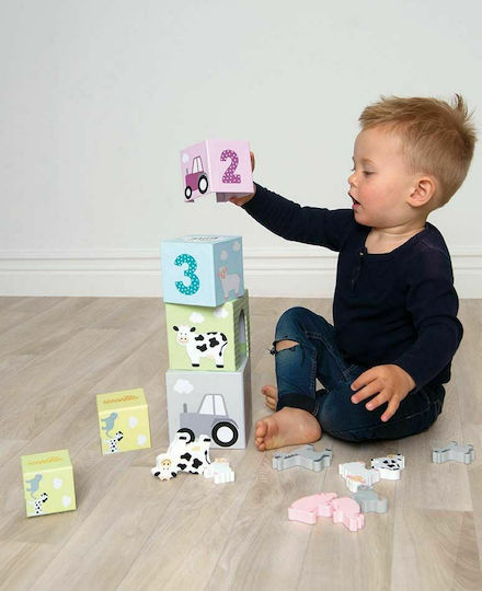 Jabadabado Stacking Toy Stackable Cubes with Cars made of Wood for 24++ Months
